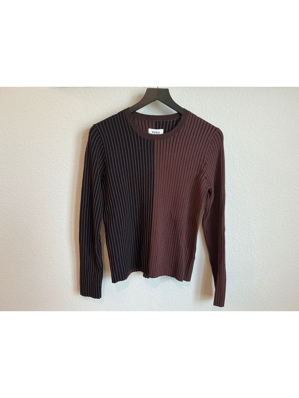 Pistola Cocoa Noir Ribbed Long Sleeve Sweater Top XL